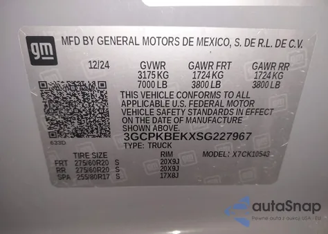 2025 Chevrolet Silverado 1500 4Wd Short Bed Custom from USA, damaged, VIN 3GCPKBEKXSG227967